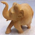Picture of Wooden Plain Elephant in Salute Mode - 6 inches